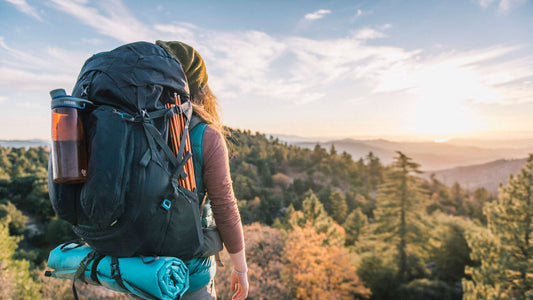 backpacker looking over the mountains